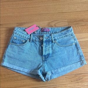 Edikted Light Blue Jean Shorts